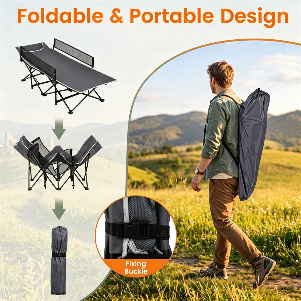 Lit de camping sans assemblage gris Portable pour tout-petit