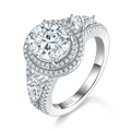 3 Carat Oval Moissanite Engagement Ring, Double Halo S925 Silver Platinum Plated 8x10mm D Color VVS1 With GRA Certificate, US Size 5-9.