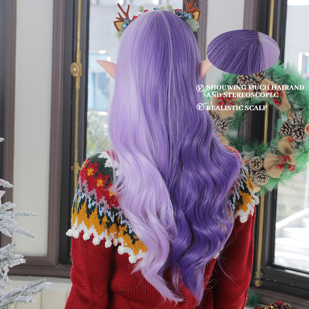 Cosplay Long Wave Perruques synthétiques rouges et vertes