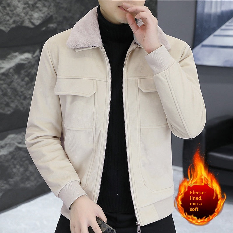 Veste chaude doublée de fourrure de col tournant