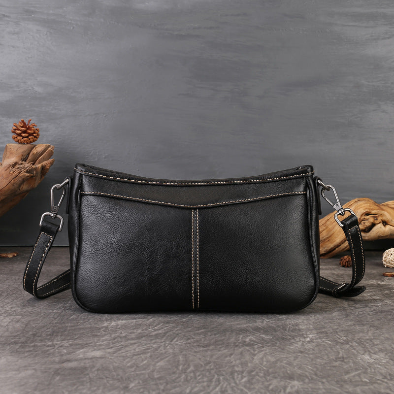 Rétro petit sac carré en cuir de vache plein grain polyvalent et exsudant une ambiance premium