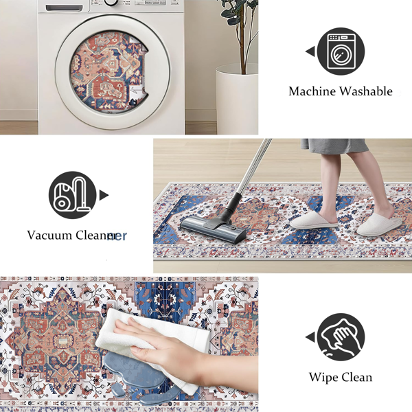 Boho Kitchen Rug Sets 3 pièces avec Runner Non Slip Kitchen Rugs and Mats Lavable Kitchen