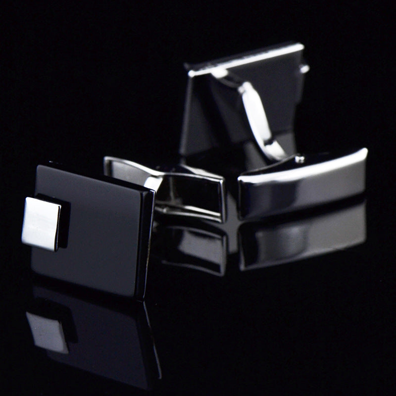 Boutons de manchette Business Black Agate