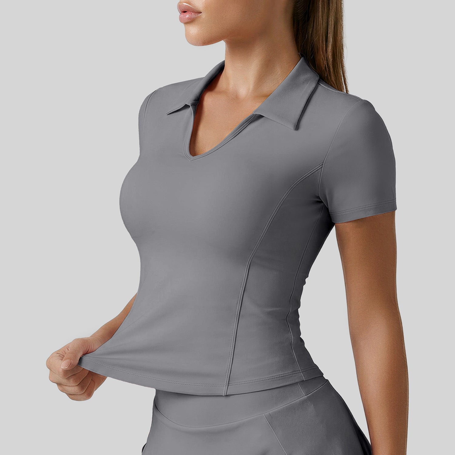 T-Shirt à manches courtes Polo couleur solide pour femme
