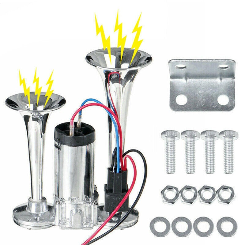600DB Super Loud Car Truck Boat Dual Trumpet Train 12V Air Horn Compressor Kit