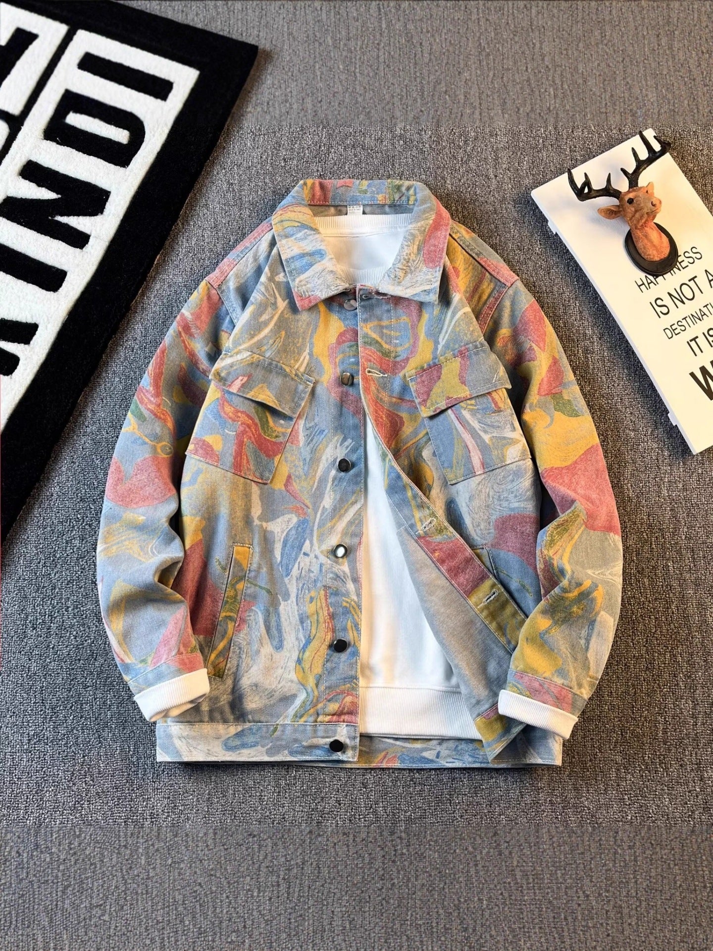 Veste en Denim Graffiti pour hommes