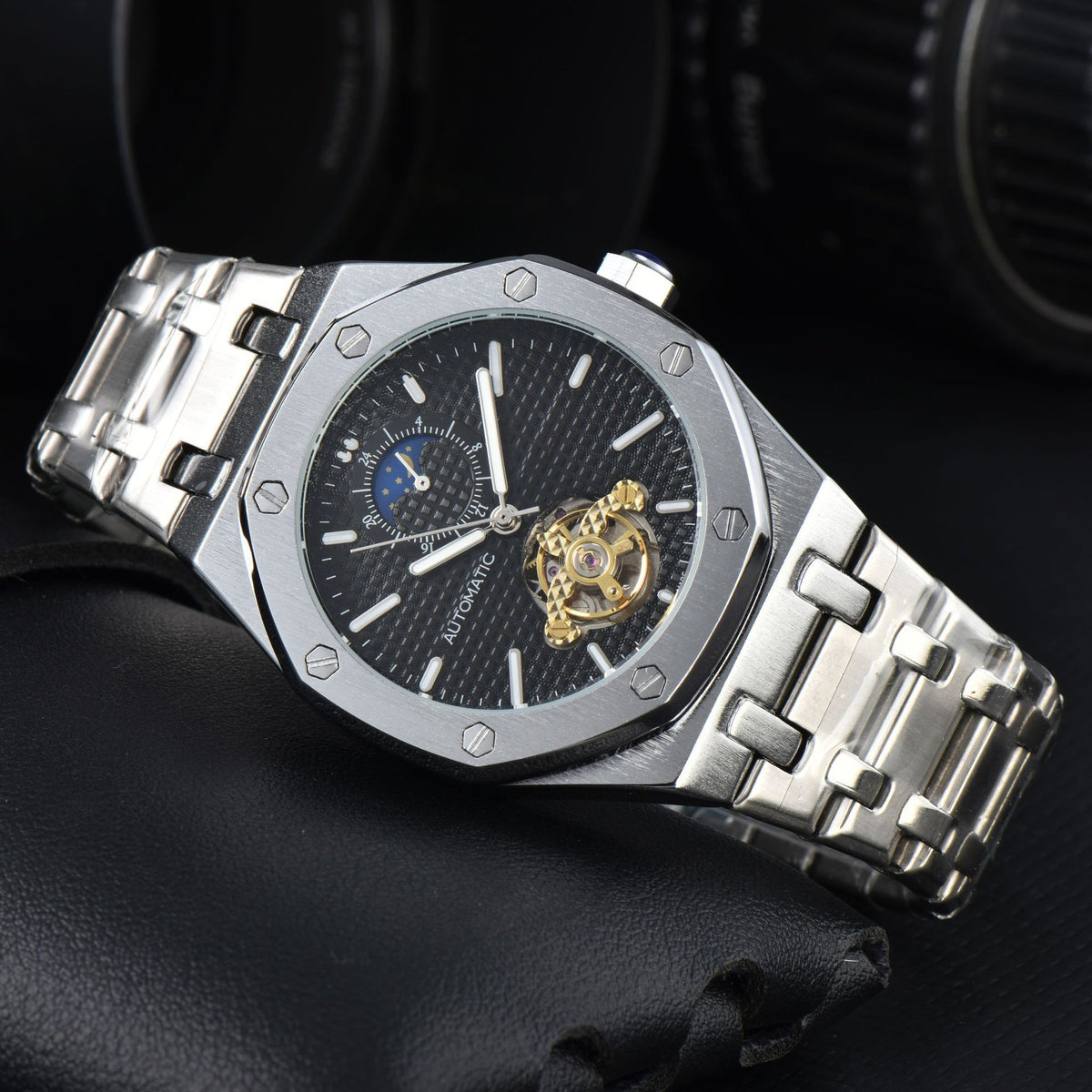 Montre Tourbillon mécanique multifonctionnelle pour hommes