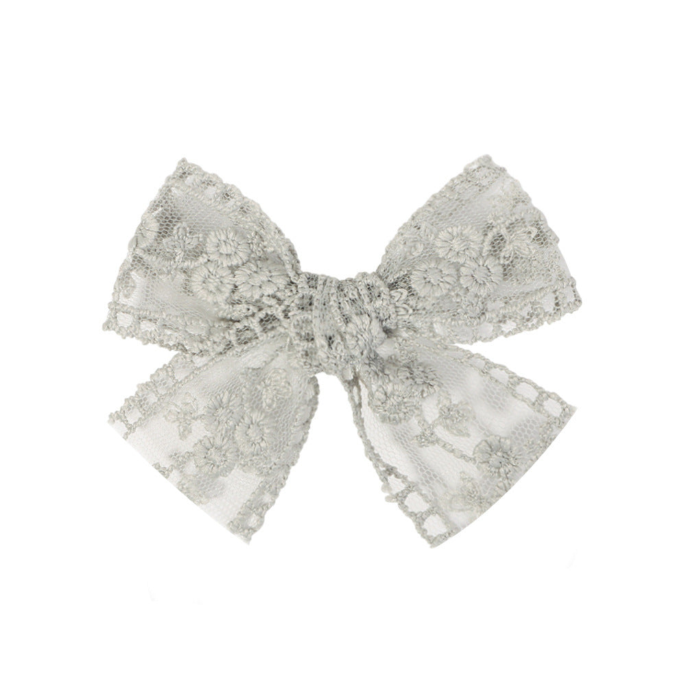 Barrettes de broderie en dentelle pour enfants Bow