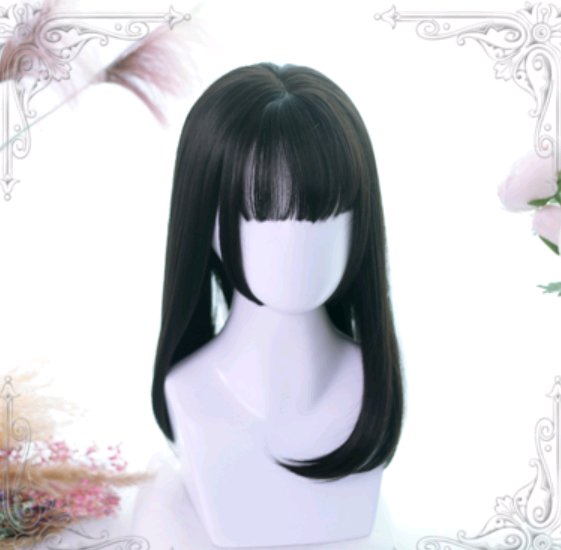 Lolita Wig Ji Fazhong Long Straight Wig Air Bangs Simulation Big Scalp