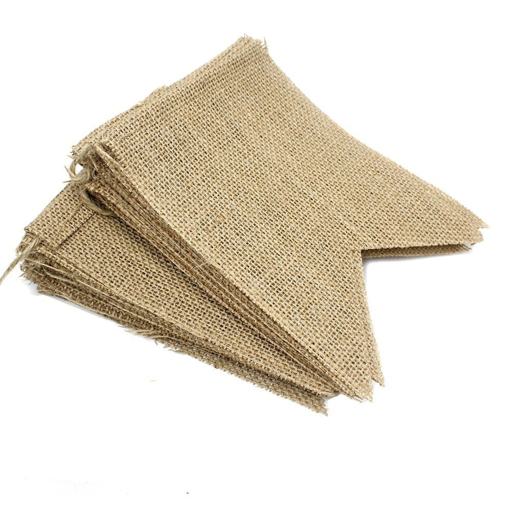 15 PCS Linen for Wedding Decoration Pennant Party Wedding Dovetail Pennant Hanging Linen F