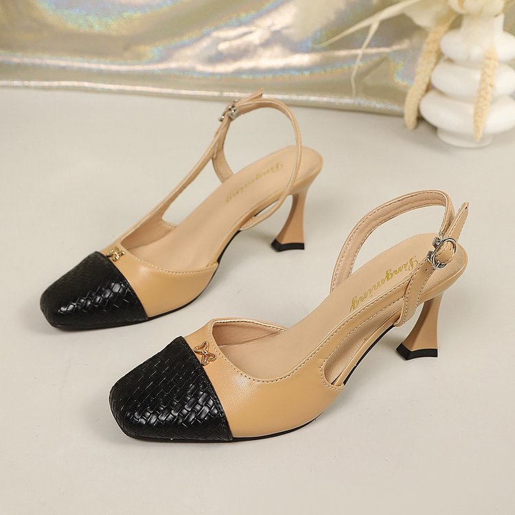 Mary Femmes Chaussures Chaussures simples Français Couleur Blocked orteil carré talons hauts avec bouchons d'orteil A