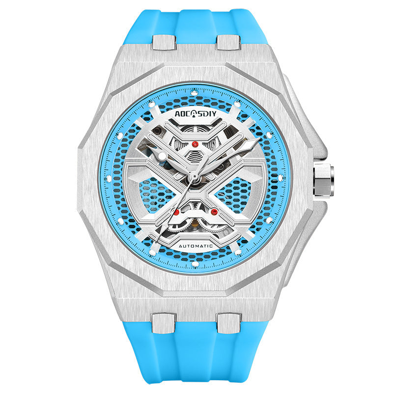 Montre mécanique Hollow tendance avec affichage lumineux et résistance à l'eau pour les hommes