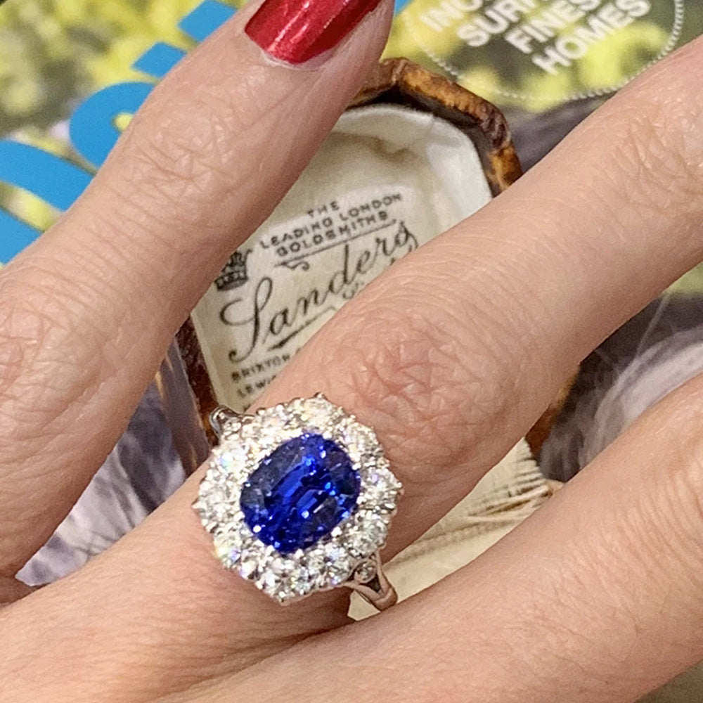 Bague en cuivre de luxe pour femmes avec revêtement en or blanc