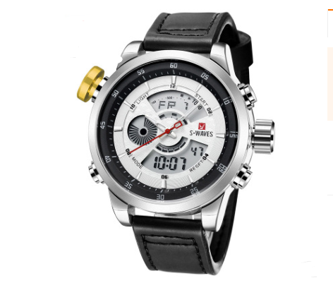 Trendy casual double montre homme imperméable ceinture électronique quartz montre