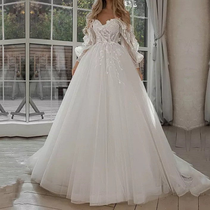 Robe de mariée Boho Gown Puff sans épaule Robes de mariage