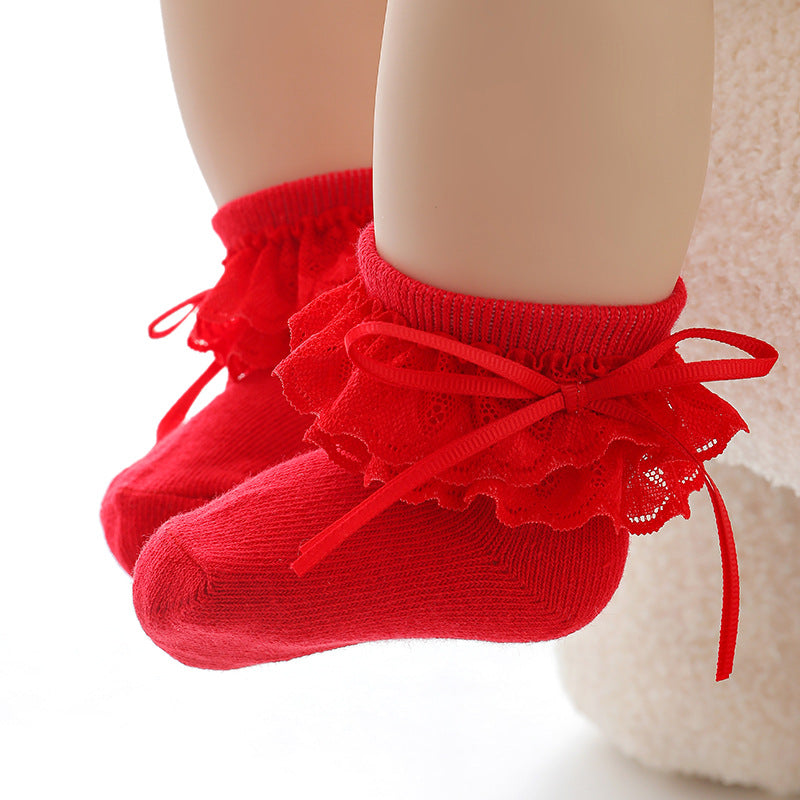 Bébé Enfants Princesse Chaussettes Dentelle Bow Filles Printemps