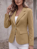 Notch-lapel à deux boutons Flap-pocket manches longues Petite Blazer Cardigan Coat