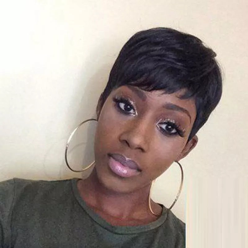 Oblique bangs court hotte droite