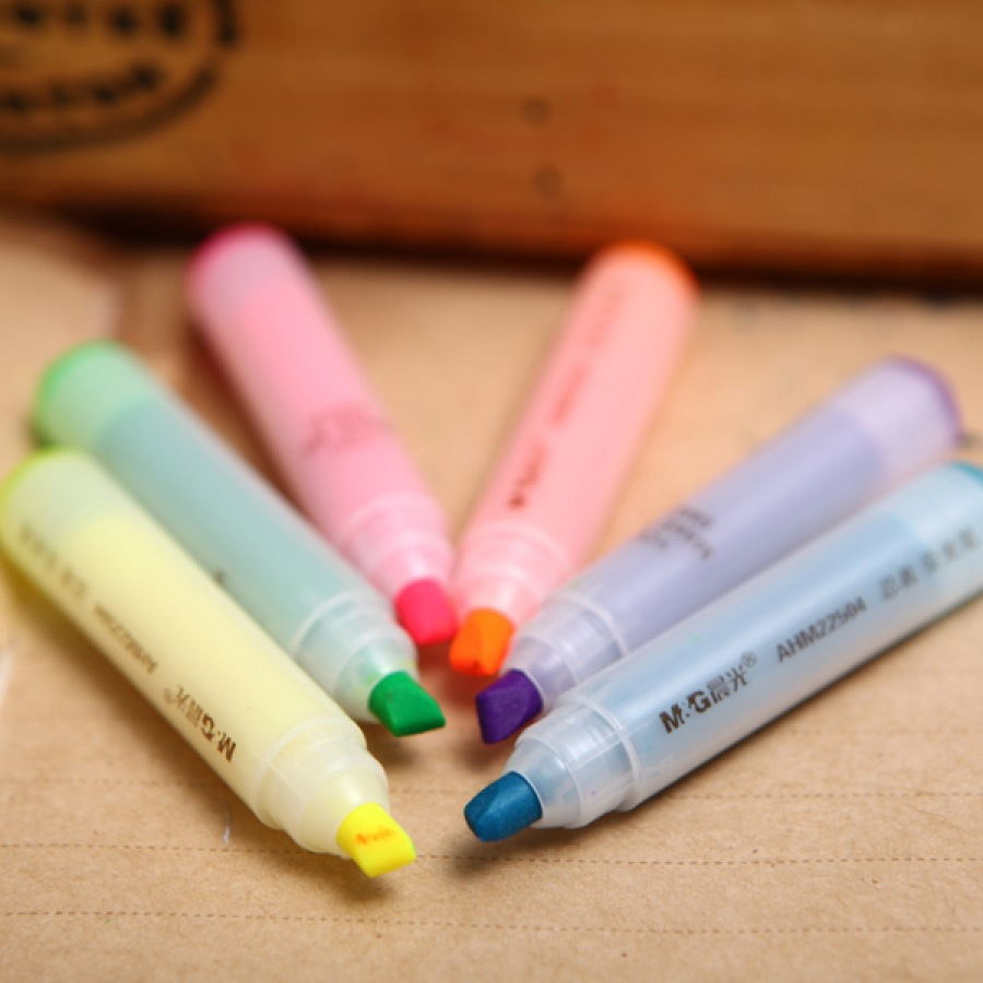 Six couleurs de surlignement