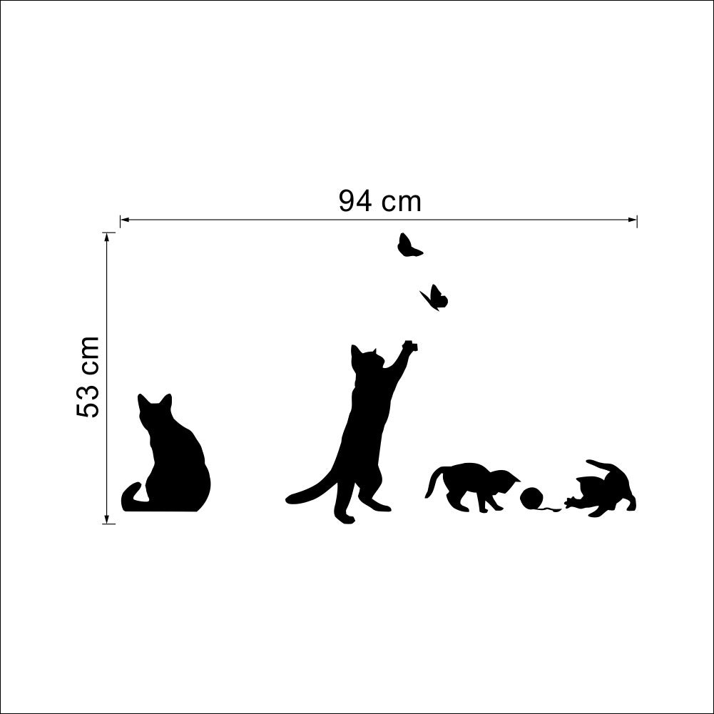 Chat Scratching Papillon Salon Chambre Fond Peinture décorative Sticker mural