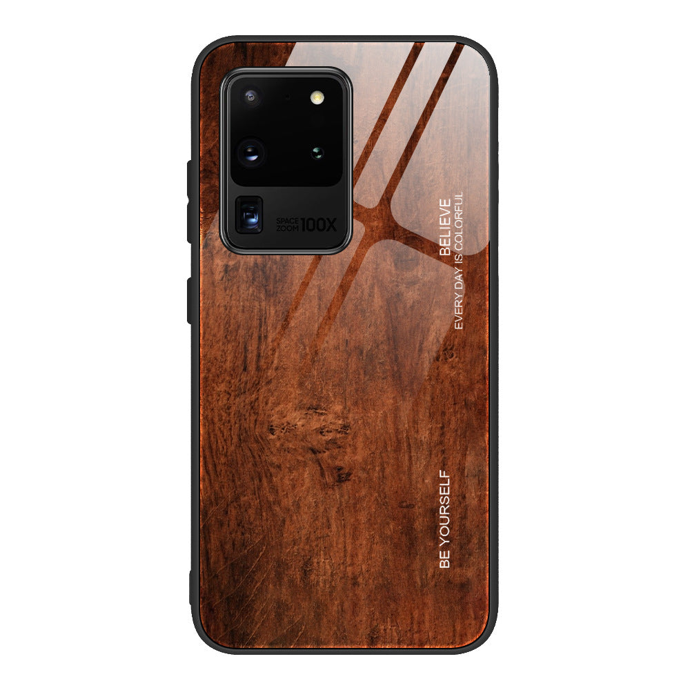 Boîtier de téléphone en verre trempé grain de bois