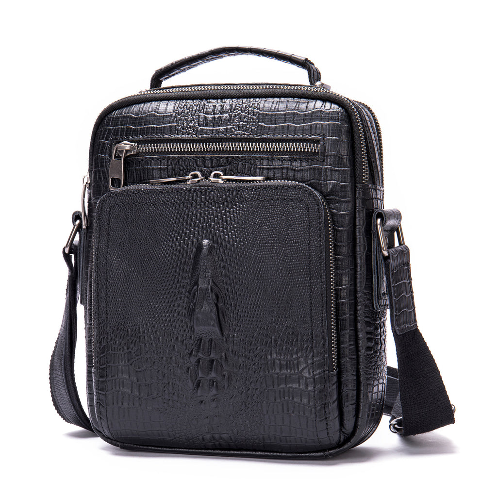 Véritable sac de corps croisé en cuir Hommes Cheval fou Sac d'épaule en cuir multifonctionnel
