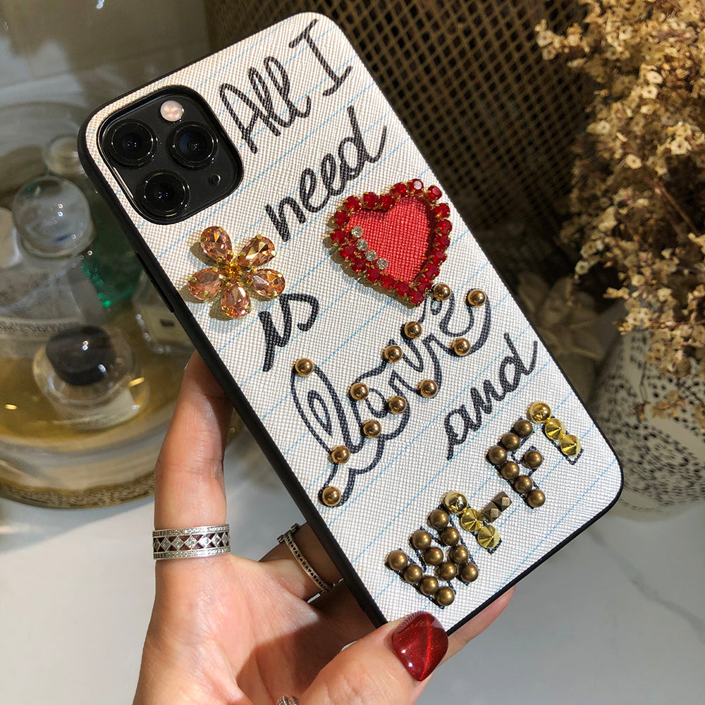 Luxury diamant amour et wifi téléphone étui