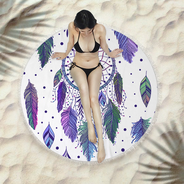 Serviette de plage fringée, serviette de bain ronde, serviette de plage