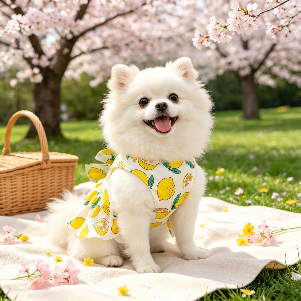 2Pack Robe de Harness pour Petit Chien pour Fille Robe de chat chiot avec motif de fleur Bow réglable