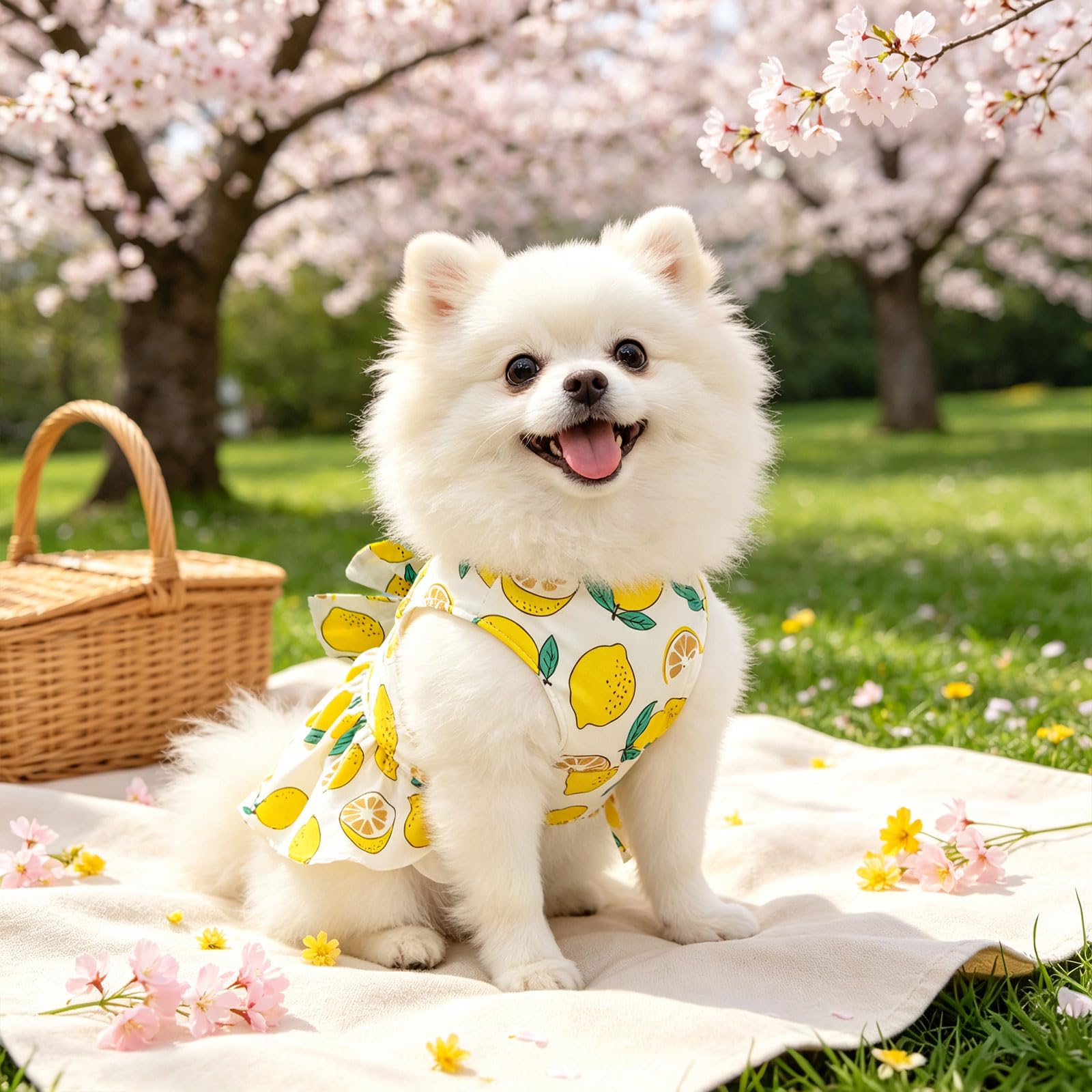2Pack Robe de Harness pour Petit Chien pour Fille Robe de chat chiot avec motif de fleur Bow réglable