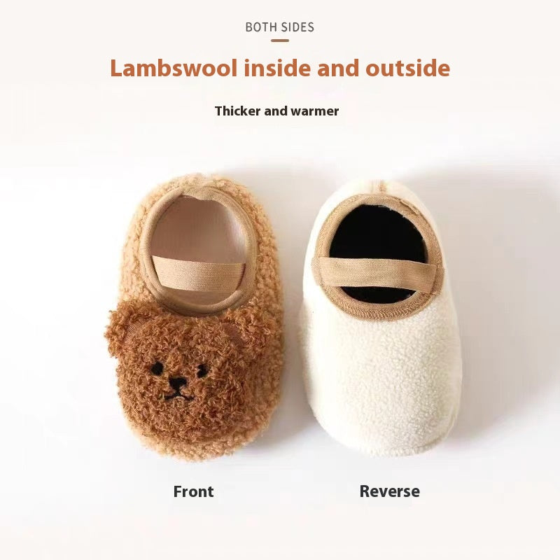Chaussettes d'hiver Épaisseur bébé Chaussures d'intérieur Non-dérapant