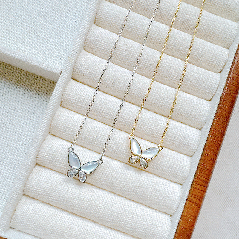 Collier de clavicule de zircon fritillaire pour femmes