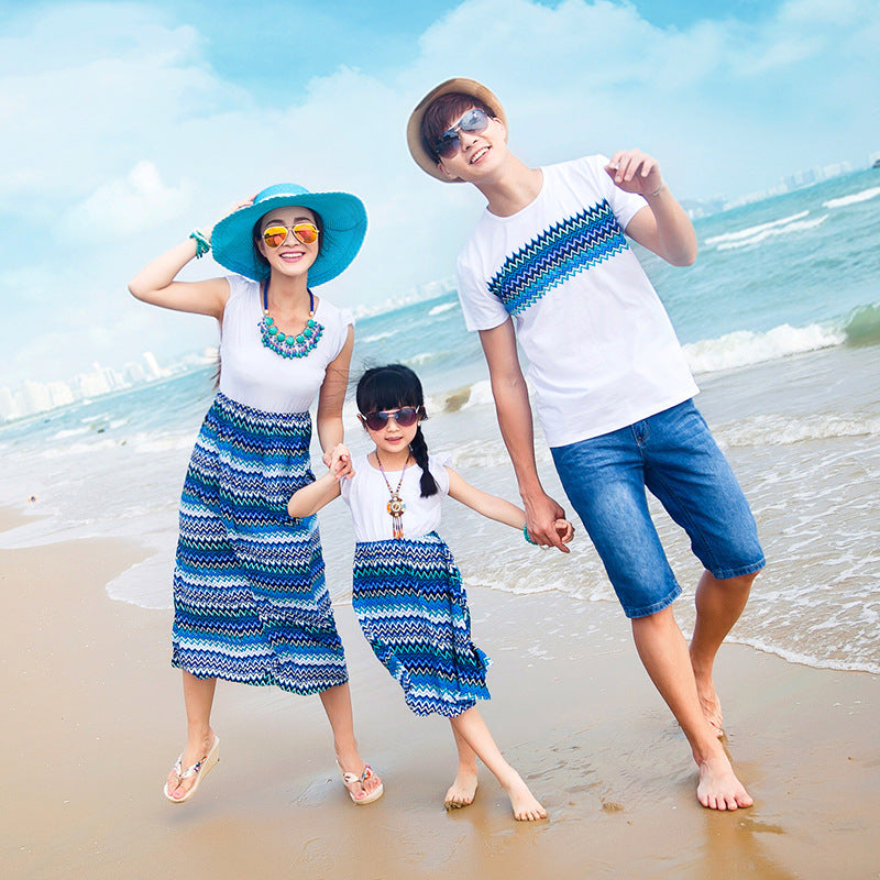 Robe de plage parents-enfants T-shirt