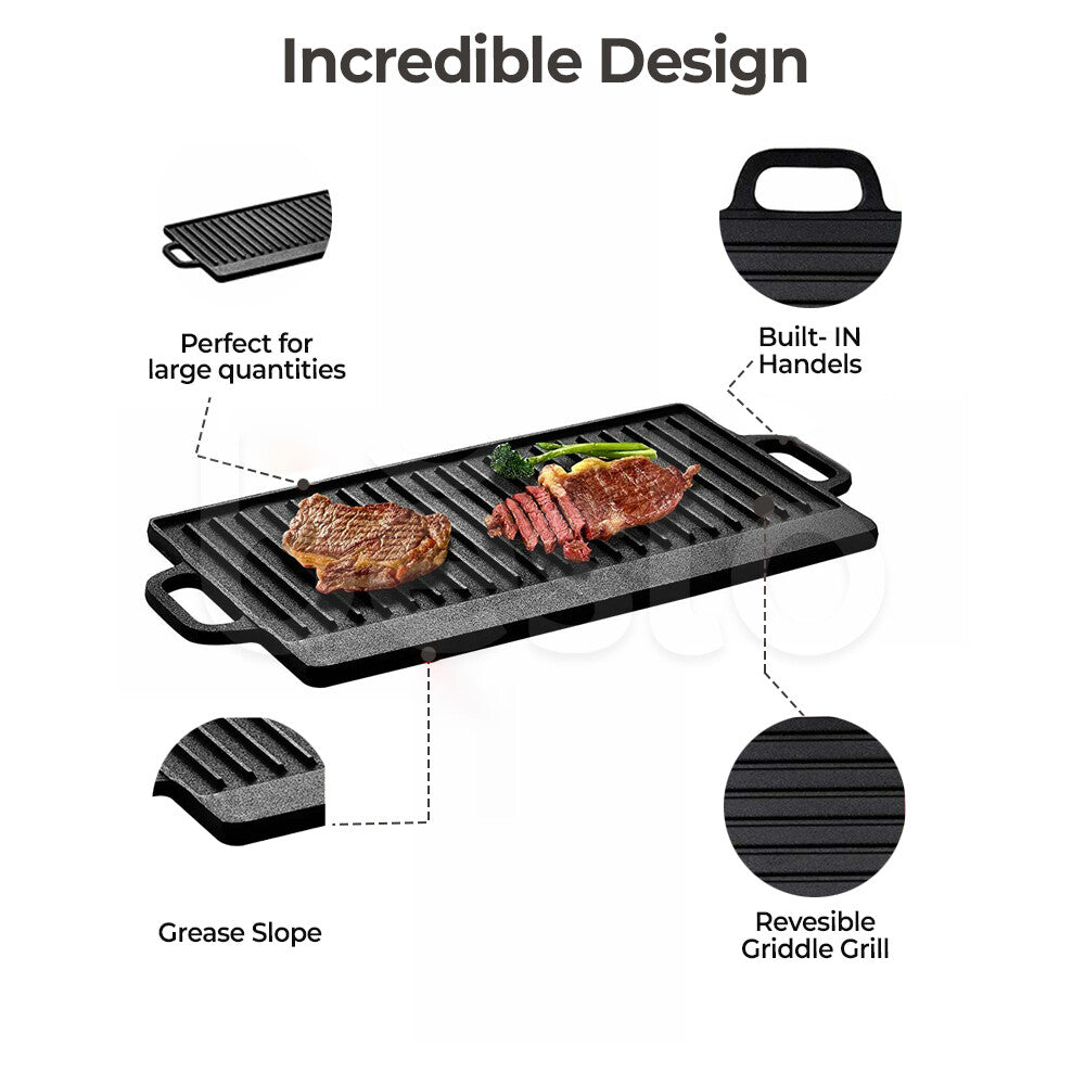Assiette en fonte Fer réversible BBQ Pâte à frire Grille double face