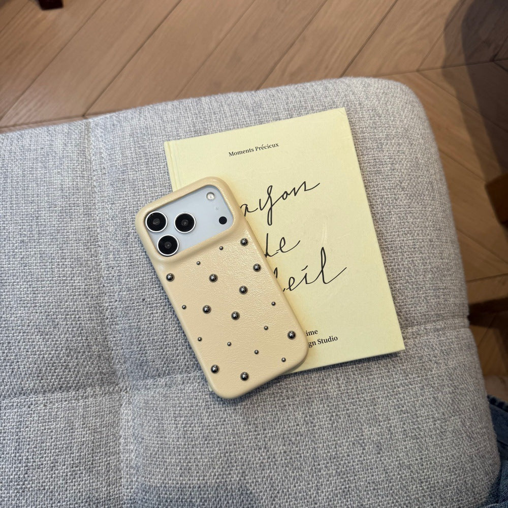 Perles en cuir Design Creative Phone Case Couverture de protection couleur unie