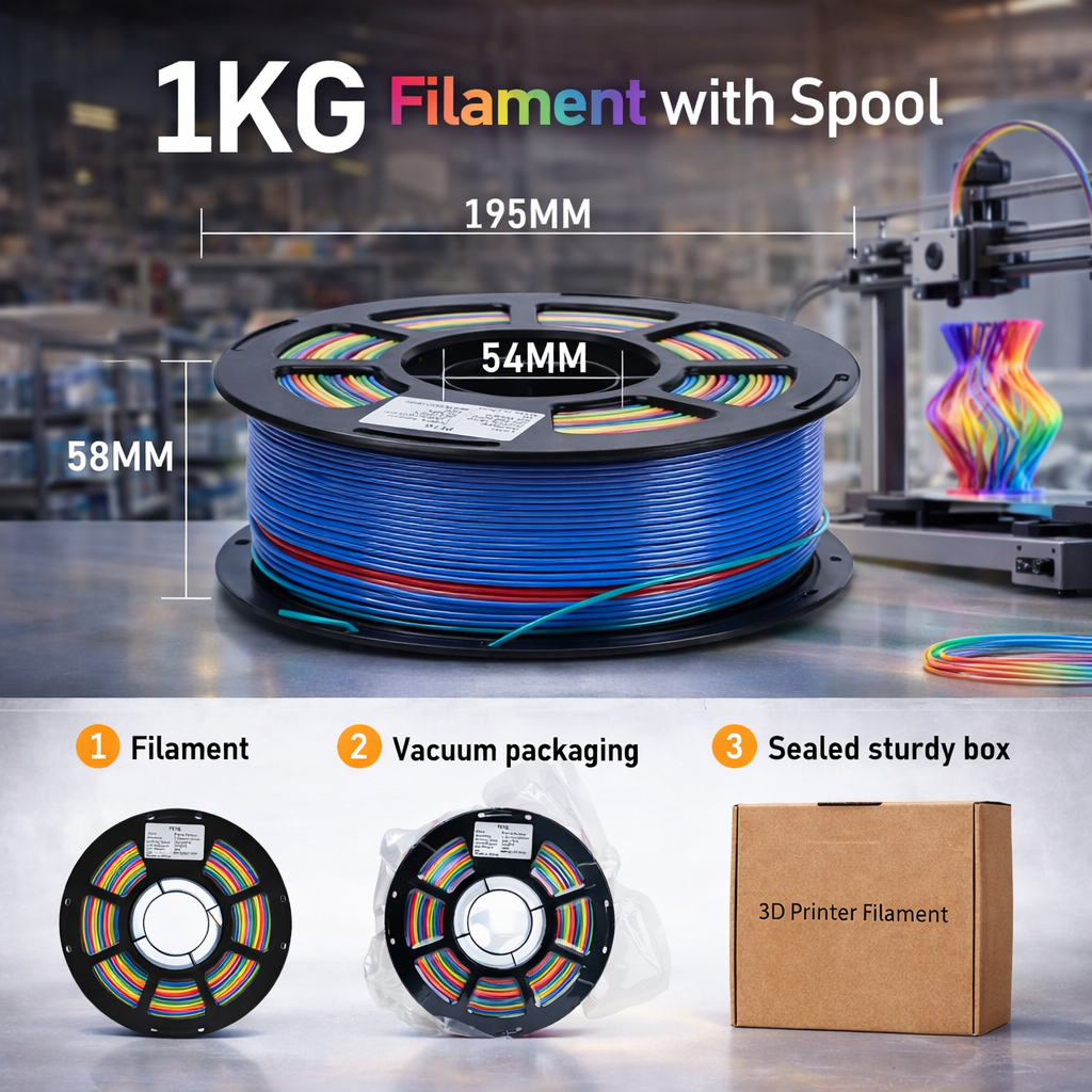 Rainbow Gradient PETG Filament pour imprimantes 3D