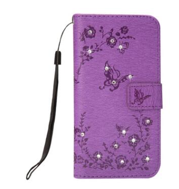 Papillon Bling Diamant PU Cuir Flip Couverture Pour