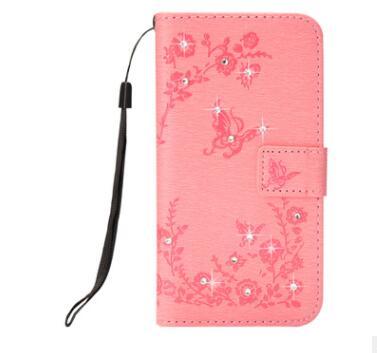 Papillon Bling Diamant PU Cuir Flip Couverture Pour