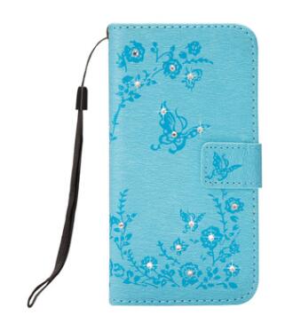 Papillon Bling Diamant PU Cuir Flip Couverture Pour