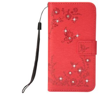 Papillon Bling Diamant PU Cuir Flip Couverture Pour
