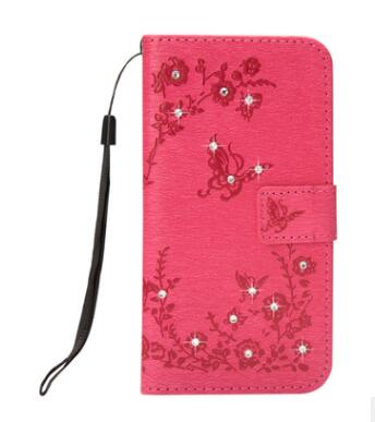 Papillon Bling Diamant PU Cuir Flip Couverture Pour