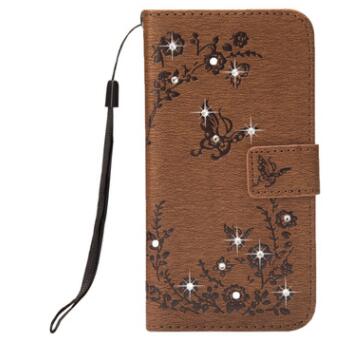 Papillon Bling Diamant PU Cuir Flip Couverture Pour