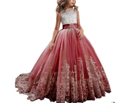 Europe et États-Unis Vêtements pour enfants Dentelle Robe de mariée
