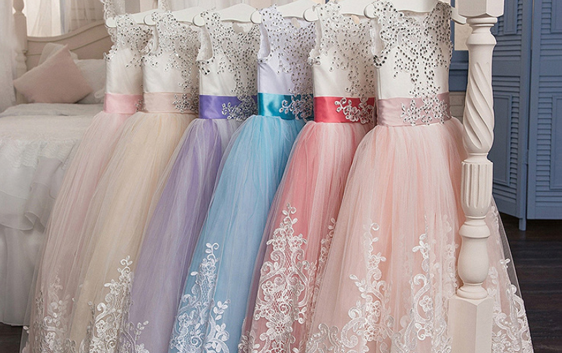 Europe et États-Unis Vêtements pour enfants Dentelle Robe de mariée