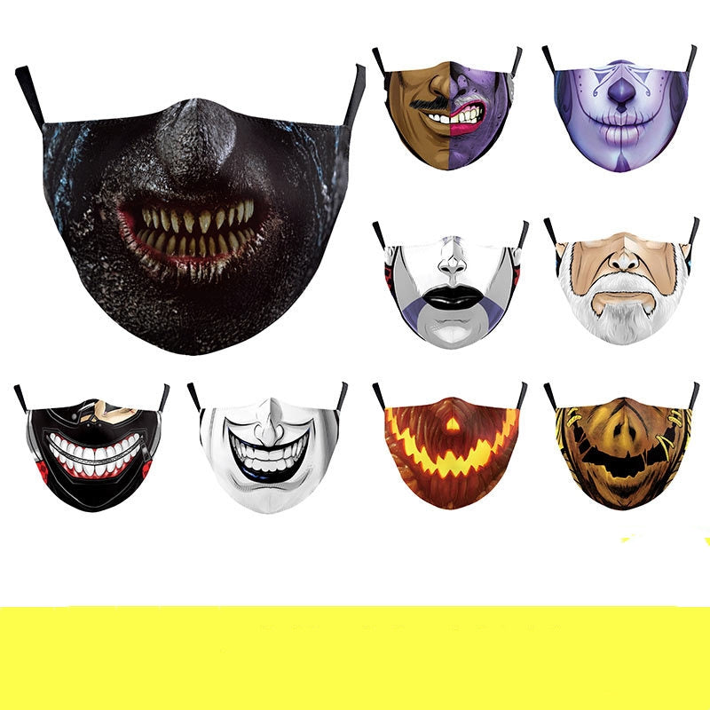 Halloween impression numérique drôle Horreur visage double couche masque de poussière