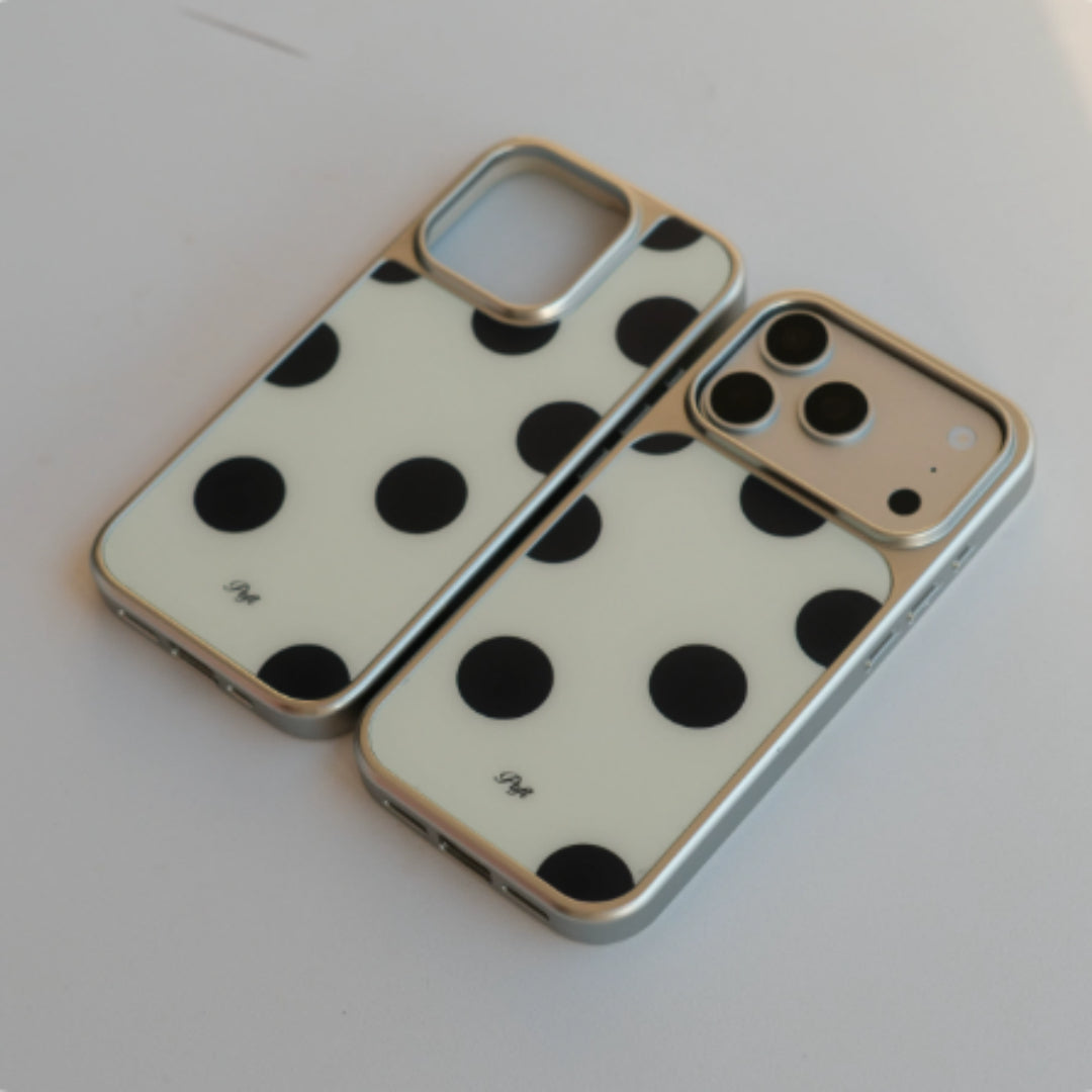 Boitier de téléphone en verre givré Retro Polka