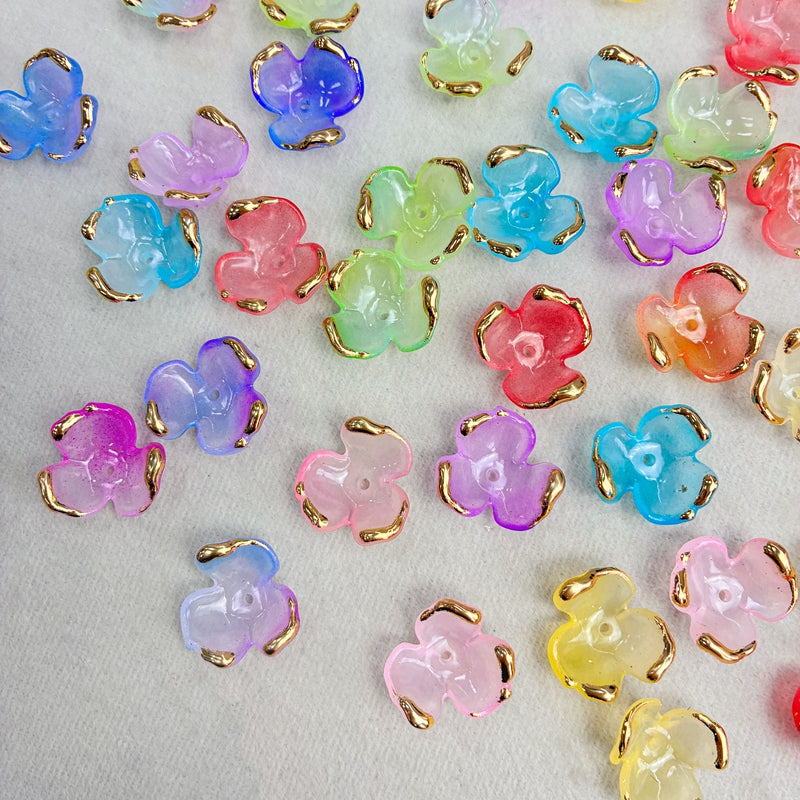 Charms de Clover Acrylique 3-Petal doré