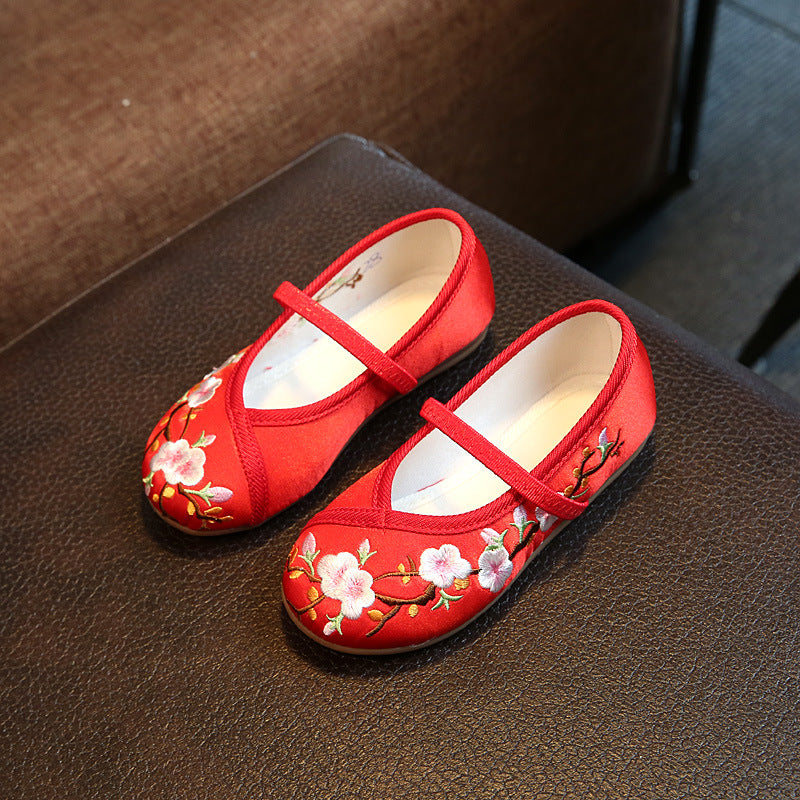 Chaussures de vêtements brodés simples et polyvalentes pour enfants