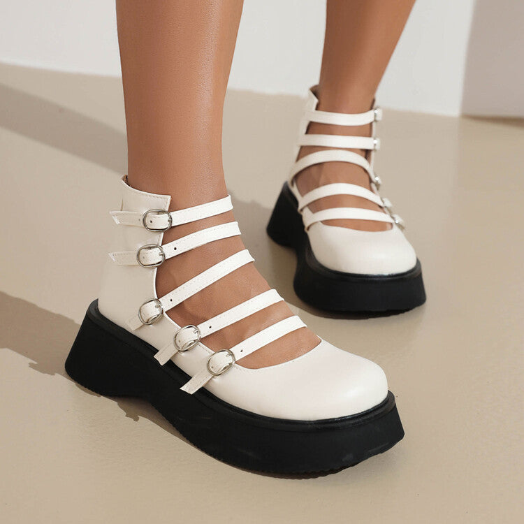 Chaussures haut de gamme pour femmes avec une ceinture en cuir épaisse