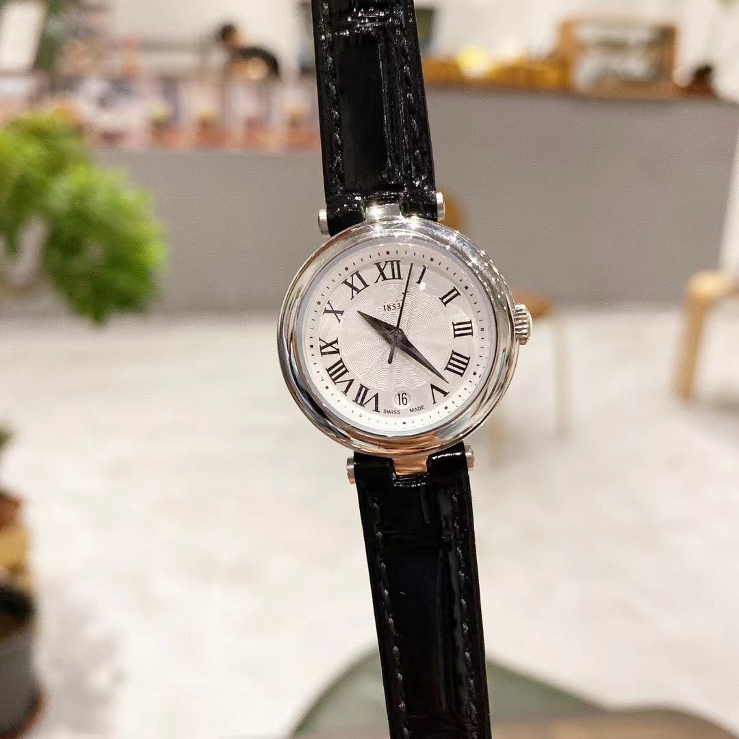 Bracelet en acier Quartz Petit cadran montre en cuir romain